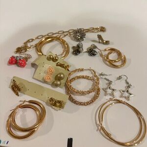 Gold and Silver Jewelry Bundle with strawberry earrings as seen on Goosebumps
